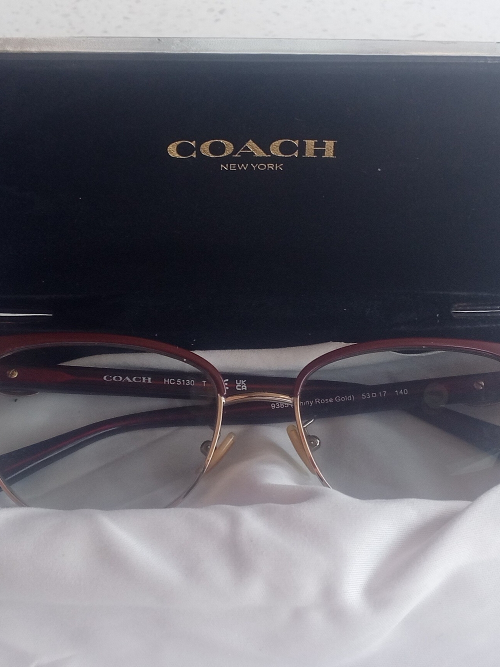 COACH Women's Rose Gold and Brown Semi-Rim Glasses